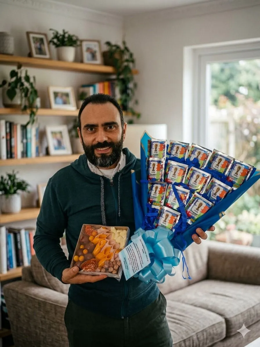 Bouquet Futbolero Panini + Tabla de Queso